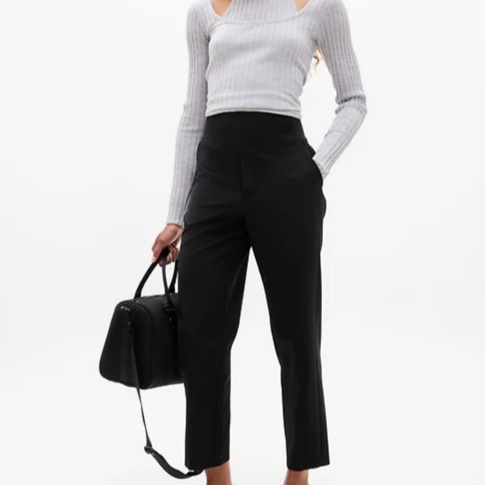 Athleta Women's Black Endless High-rise Satin Stripe Pants